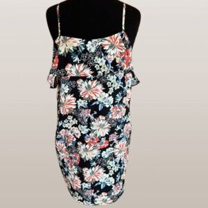 Naked Zebra Black Floral Dress with Ruffle  7406  Small  NWT Boutique
